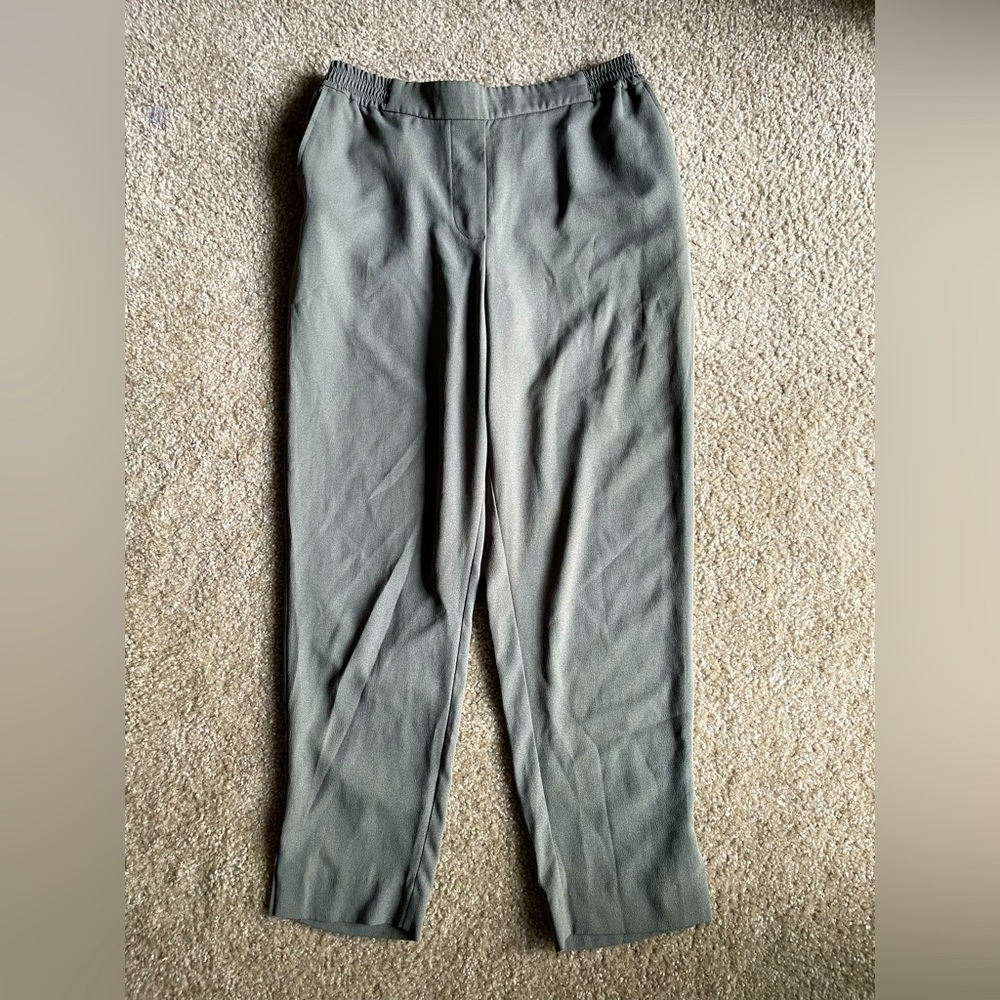 Anthropologie Womens S Olive Green Essential Pull-On Trousers pants Tape…